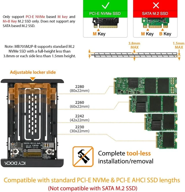 Alt view image 2 of 7 - ICY DOCK M.2 PCIe 3.0/4.0 NVMe SSD to 2.5" U.2 SSD Converter / Mounting Adapter with Heatsink | EZConvert MB705M2P-B
Visit the ICY DOCK Store
4.0 4.0 out of 5 stars (157) | Search this page
Amazon's