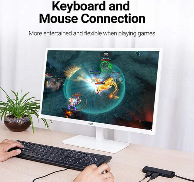 Alt view image 4 of 7 - USB Hub, 4 Port USB 3.0 Data Hub, Ultra-Slim Data USB Splitter for Mobile SSD, MacBook, Mac Pro/ Mini, iMac, Chromebook, Surface Pro, USB Flash Drives, Notebook PC, XPS, and More
