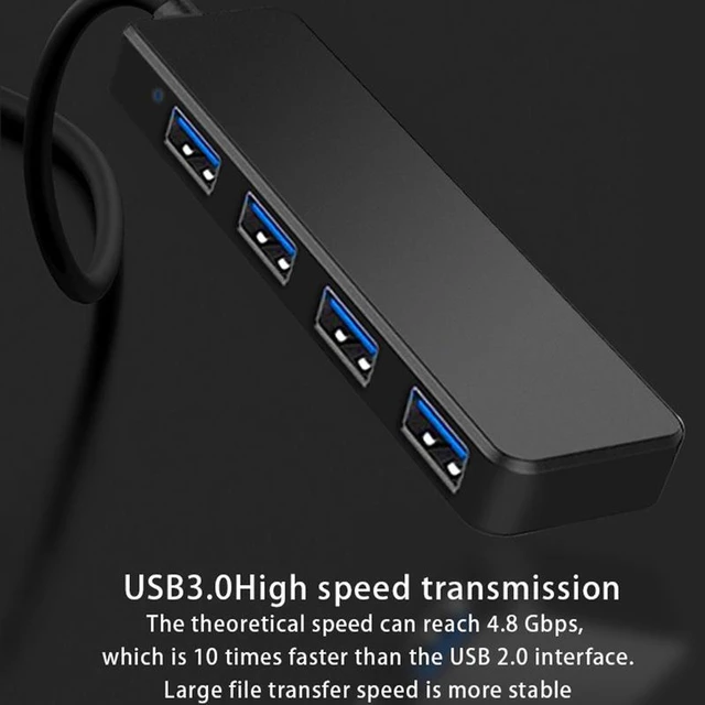 Alt view image 3 of 7 - USB Hub, 4 Port USB 3.0 Data Hub, Ultra-Slim Data USB Splitter for Mobile SSD, MacBook, Mac Pro/ Mini, iMac, Chromebook, Surface Pro, USB Flash Drives, Notebook PC, XPS, and More