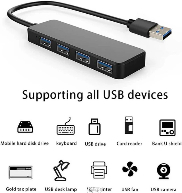 Alt view image 2 of 7 - USB Hub, 4 Port USB 3.0 Data Hub, Ultra-Slim Data USB Splitter for Mobile SSD, MacBook, Mac Pro/ Mini, iMac, Chromebook, Surface Pro, USB Flash Drives, Notebook PC, XPS, and More