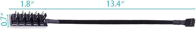 Alt view image 4 of 7 - 4-Pin PWM Fan Power Supply Cable 1 to 5 Splitter 5 Way Hub PC Case Internal Motherboard Fan Power Extension Cable Cord Wire for ATX Computer Case 4-Pin and 3-Pin Cooling Fans (13 inch, Black)