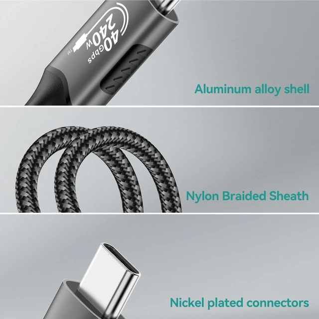 Alt view image 3 of 7 - USB C Cable(1.6FT, 240W), USB 4 Data Cable, 40Gbps, 8K HD Display, Thunderbolt 4/3 Compatible, for iPhone 16, MacBook, Hub, Docking and More