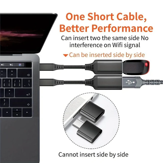 Alt view image 4 of 7 - USB C to USB Adapter, (2 Pack Black) USB C Male to USB 3.0 Female Adapter, Thunderbolt 3 to USB Female Adapter OTG Compatible with MacBook iPad Pro Galaxy and More Type C Devices