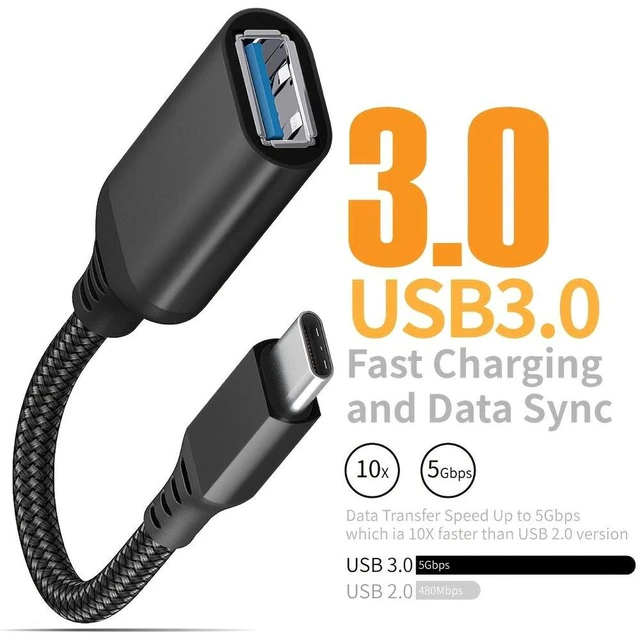 Alt view image 2 of 7 - USB C to USB Adapter, (2 Pack Black) USB C Male to USB 3.0 Female Adapter, Thunderbolt 3 to USB Female Adapter OTG Compatible with MacBook iPad Pro Galaxy and More Type C Devices