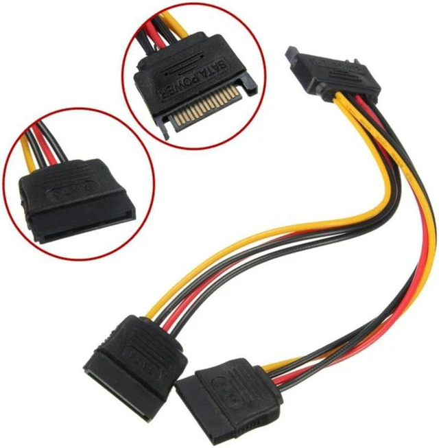 Alt view image 2 of 5 - SATA Power Y Splitter Cable, 15 Pin SATA Power Splitter Cable Adapter SATA 15 Pin Male to Dual Female Power Y- Cable, 7 Inch 1 Pack
