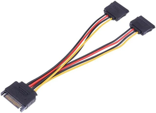 Alt view image 4 of 5 - SATA Power Y Splitter Cable, 15 Pin SATA Power Splitter Cable Adapter SATA 15 Pin Male to Dual Female Power Y- Cable, 7 Inch 1 Pack