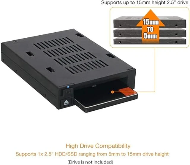 Alt view image 4 of 7 - CY DOCK 1 Bay 2.5 SAS/SATA HDD/SSD Docking Enclosure for External 3.5 Bay | flexiDOCK MB521SP-B