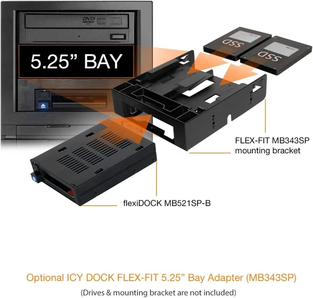 Alt view image 5 of 7 - CY DOCK 1 Bay 2.5 SAS/SATA HDD/SSD Docking Enclosure for External 3.5 Bay | flexiDOCK MB521SP-B