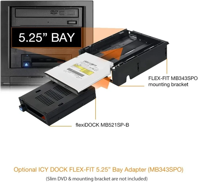 Alt view image 3 of 7 - CY DOCK 1 Bay 2.5 SAS/SATA HDD/SSD Docking Enclosure for External 3.5 Bay | flexiDOCK MB521SP-B