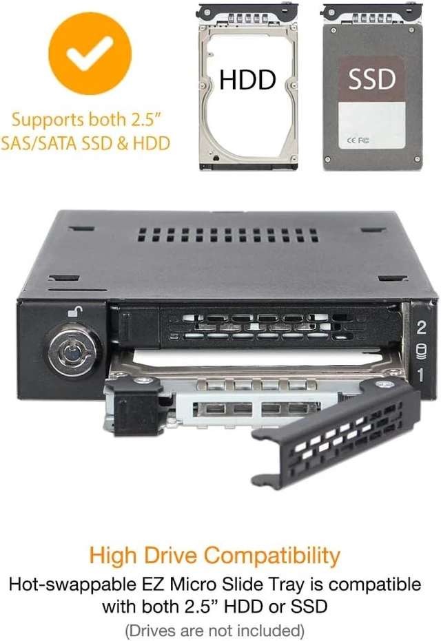 Alt view image 5 of 7 - ICY DOCK Full Metal 2 Bay 2.5 SATA/SAS HDD & SSD Mobile Rack for External 3.5" Drive Bay | ToughArmor MB992SK-B MB491SKL-B