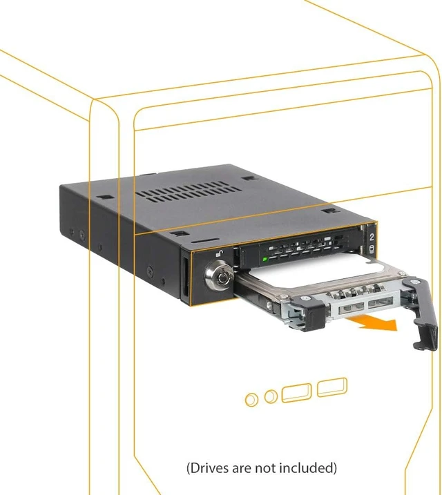 Alt view image 2 of 7 - ICY DOCK Full Metal 2 Bay 2.5 SATA/SAS HDD & SSD Mobile Rack for External 3.5" Drive Bay | ToughArmor MB992SK-B MB491SKL-B