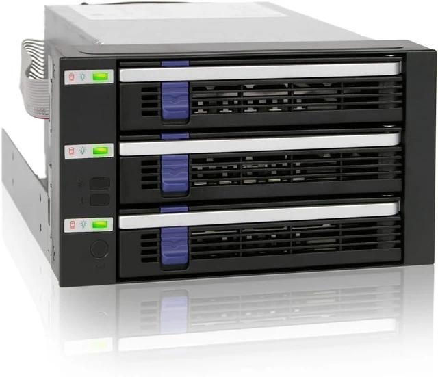Main image of ICY DOCK 3 Bay 2.5/ 3.5in SATA/SAS Hard Drive SSD Hot Swap Backplane Enclosure in 2X 5.25 Bay | FatCage MB153SP-B