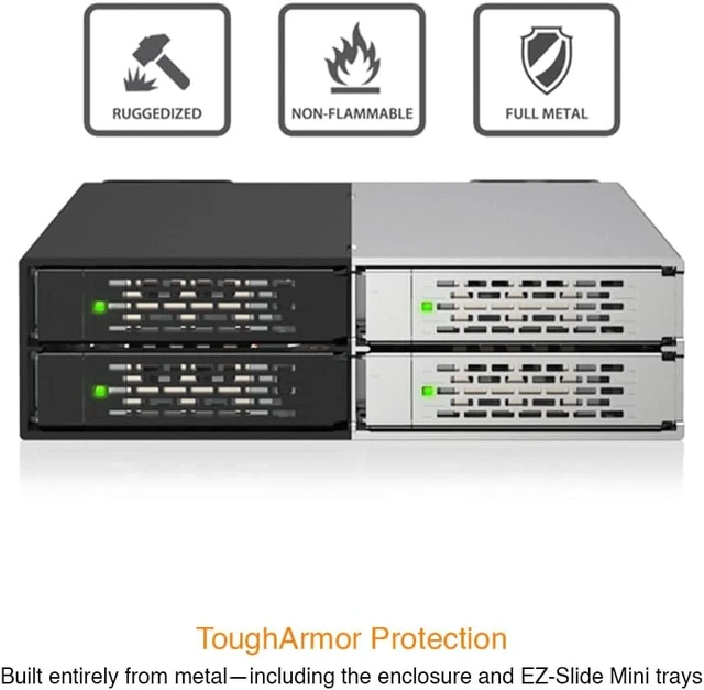 Alt view image 6 of 7 - ICY DOCK ToughArmor MB699V5P-B 4-Bay PCIe 5.0 U.2/U.3 NVMe SSD Mobile Rack Enclosure for External 5.25" Drive Bay (2 x MCIO 8i SFF-TA-1016)