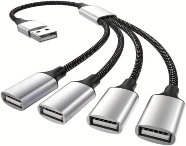 Main image of USB Splitter USB 1 Male to 4 Female USB Hub Extension Cable, USB Splitter Adapter for Mac Macbook,Car,Xbox One Series X/S,Flash Drive,HDD,Laptop.0.8ft