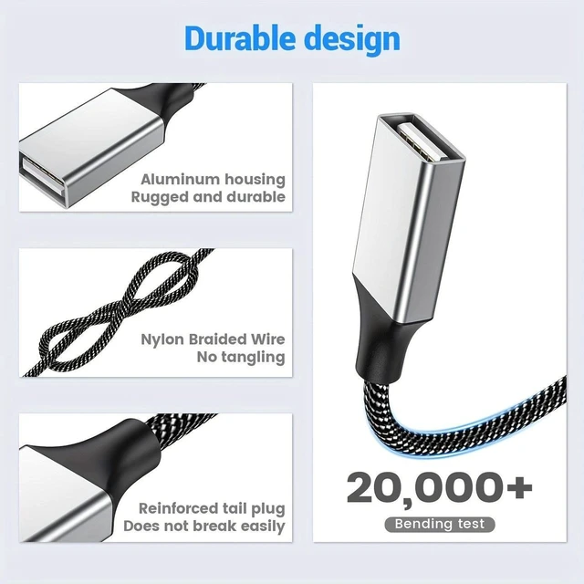 Alt view image 4 of 7 - USB Splitter USB 1 Male to 4 Female USB Hub Extension Cable, USB Splitter Adapter for Mac Macbook,Car,Xbox One Series X/S,Flash Drive,HDD,Laptop.0.8ft