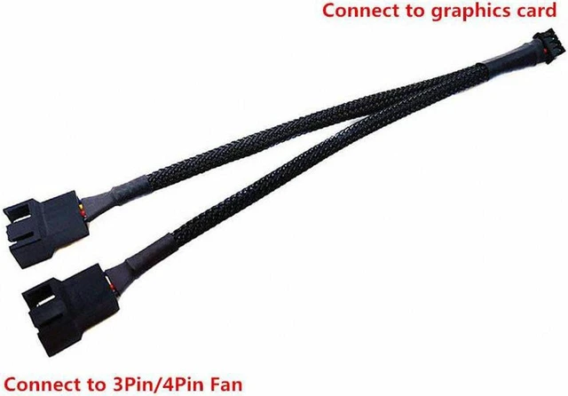 Alt view image 7 of 7 - PWM Fan Splitter Cable 1 to 2 Converter, Black Case Fan Splitter Cable, Case Fan Power Duplicator Converter, Dual Case Fan Power Adapter, 10.6 inch (1 Pack)