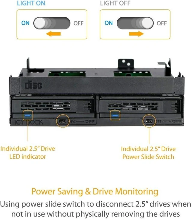 Main image of ICY DOCK 2 Bay 2.5 SAS/SATA HDD/SSD Mobile Rack Enclosure + Ultra Slim/Slim CD DVD-ROM Optical Drive Slot for 5.25 Bay | ExpressCage MB732SPO-B