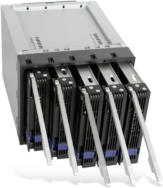 Alt view image 5 of 6 - ICY Dock FatCage MB155SP-B 5 Bay EZ-Tray 3.5" SATA Hard Drive Hot-Swap Backplane Cage in 3X 5.25 Bay