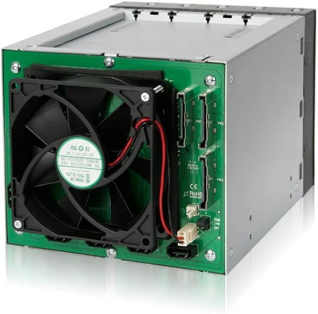 Alt view image 4 of 6 - ICY Dock FatCage MB155SP-B 5 Bay EZ-Tray 3.5" SATA Hard Drive Hot-Swap Backplane Cage in 3X 5.25 Bay
