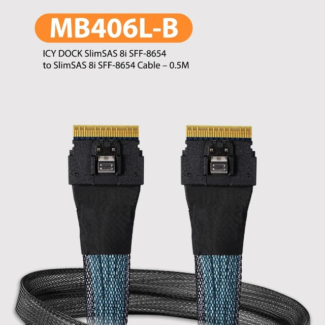 Alt view image 4 of 6 - ICY DOCK SlimSAS 8i SFF-8654 to SlimSAS 8i SFF-8654 Cable 0.5M | MB406L-B