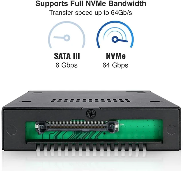 Alt view image 3 of 7 - ICY DOCK 2.5" U.2 NVMe SSD PCIe 3.0/4.0 Mobile Rack for External 3.5" Drive Bay (147mm Depth) | ToughArmor MB601VK-B
