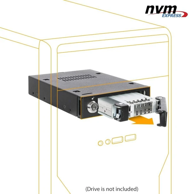 Alt view image 6 of 7 - ICY DOCK 2.5" U.2 NVMe SSD PCIe 3.0/4.0 Mobile Rack for External 3.5" Drive Bay (147mm Depth) | ToughArmor MB601VK-B