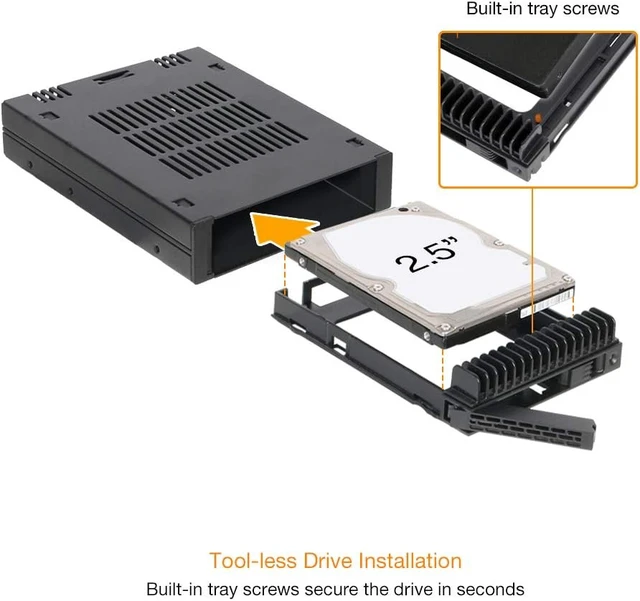 Alt view image 4 of 7 - ICY DOCK 1 Bay 2.5 SAS/SATA HDD/SSD Tool-Less Enclosure for External 3.5" Bay | ExpressCage MB741SP-B