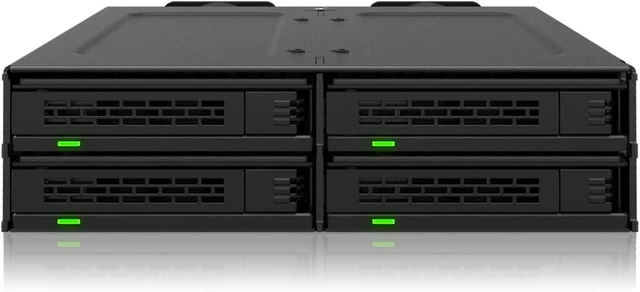 Main image of ICY DOCK ExpressCage MB324V4P-B 4 Bay 15mm U.2/U.3 SSD Mobile Rack for 5.25 Drive Bay Tool-Less SSD Mounting System (2 x SlimSAS 8i SFF-8654)