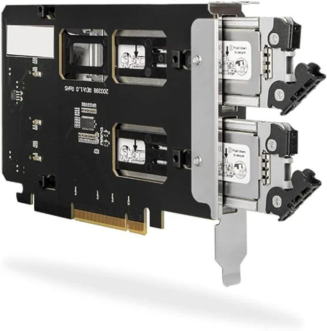 Main image of CY DOCK Dual Bay 2X M.2 NVMe SSD to PCIe 4.0 x8 Removable Adapter Card for PCI Express Slot (PCIe Bifurcation Required) | ExpressSlot MB842MP-B