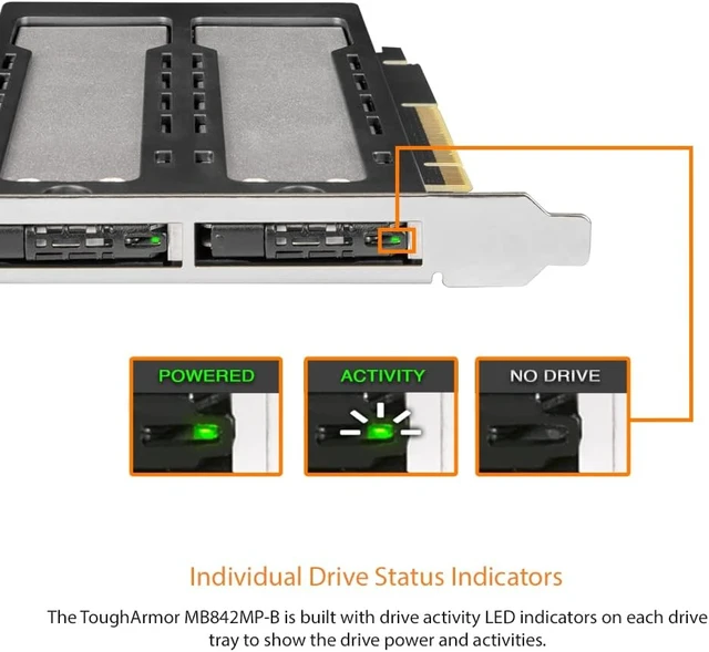 Alt view image 5 of 7 - CY DOCK Dual Bay 2X M.2 NVMe SSD to PCIe 4.0 x8 Removable Adapter Card for PCI Express Slot (PCIe Bifurcation Required) | ExpressSlot MB842MP-B