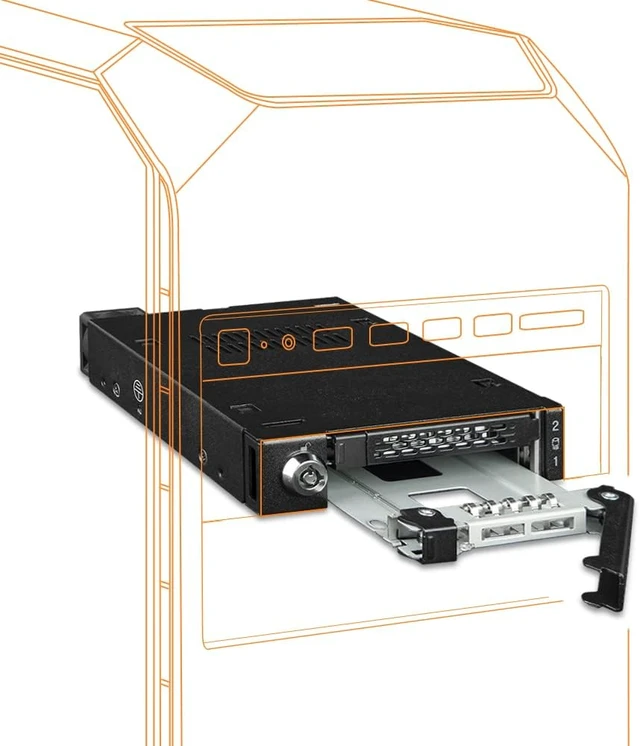 Alt view image 3 of 7 - ICY DOCK Rugged 2 Bay 2.5 U.2/U.3 NVMe SSD(7mm) PCIe 4.0 Mobile Rack for External 3.5 Drive Bay | ToughArmor MB092VK-B
