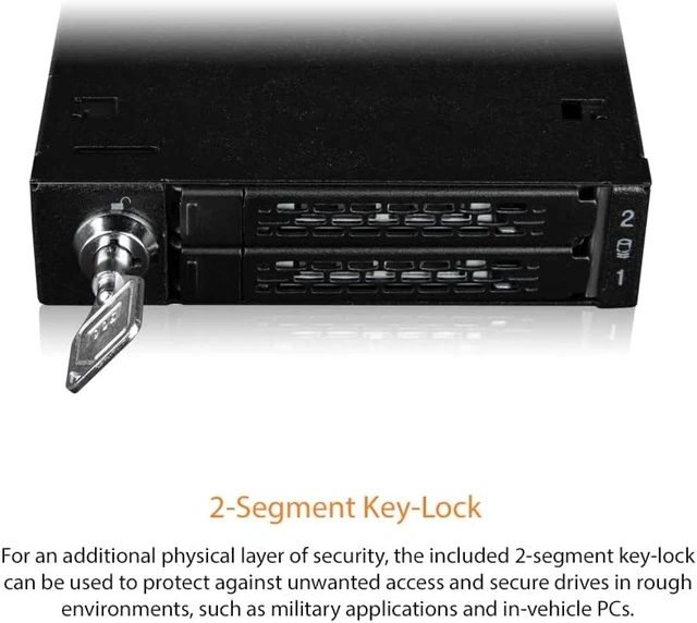 Alt view image 6 of 7 - ICY DOCK Rugged 2 Bay 2.5 U.2/U.3 NVMe SSD(7mm) PCIe 4.0 Mobile Rack for External 3.5 Drive Bay | ToughArmor MB092VK-B