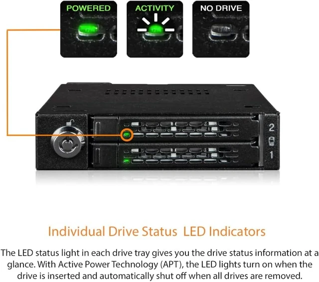 Alt view image 5 of 7 - ICY DOCK Rugged 2 Bay 2.5 U.2/U.3 NVMe SSD(7mm) PCIe 4.0 Mobile Rack for External 3.5 Drive Bay | ToughArmor MB092VK-B