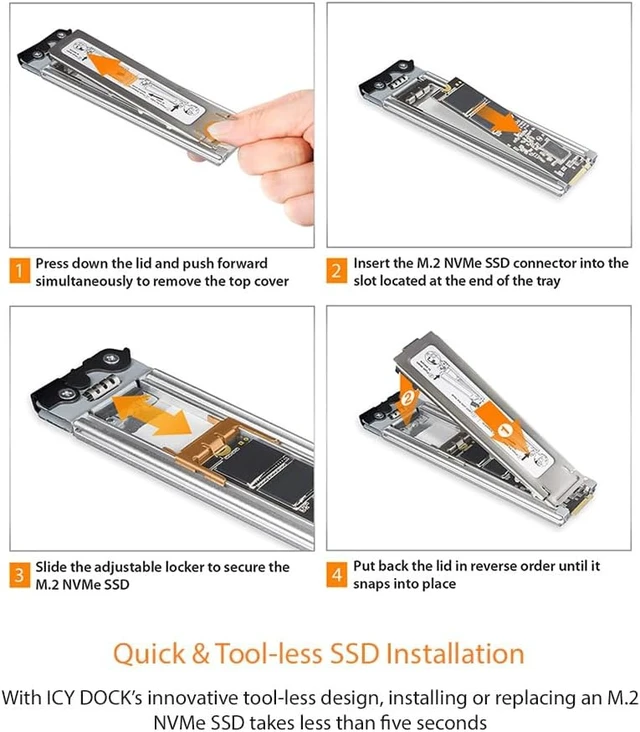 Alt view image 6 of 7 - Removable PCIe 5.0 x4 to M.2 NVMe Gen5 SSD 128 Gbps Mobile Rack Enclosure / Adapter for PCIe x4/x8/x16 Expansion Slot - ExpressSlot Elite MB840M5P-B