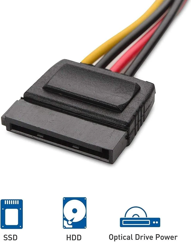 Alt view image 2 of 7 - SATA Male to 4pin Molex Female Power Adapter Cable Serial ATA Extension Cable for 3.5 inches HDD/SSD/SD ROM (20cm) , 2 Packs