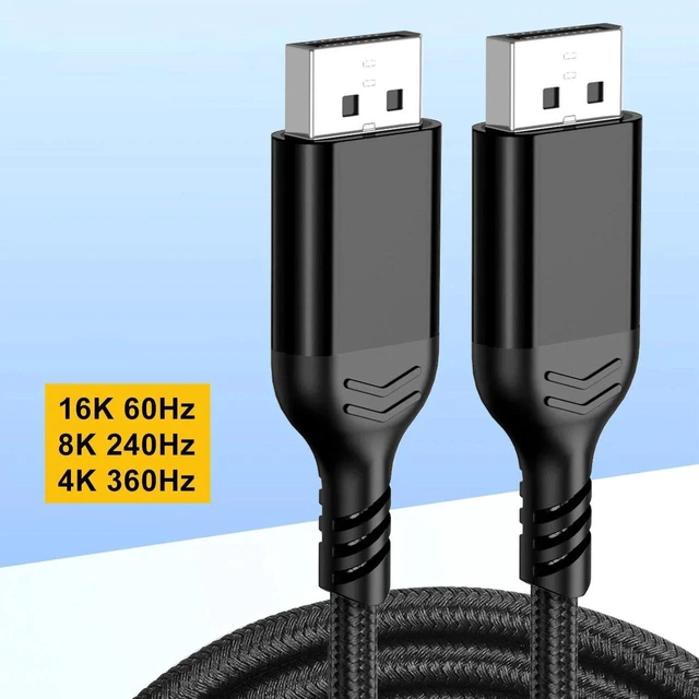 Alt view image 3 of 7 - 16K Displayport Cable 2.1, DP 2.1 80Gbps Cable Support 16K@30Hz 8K@120Hz HBR3 4K@240Hz 165Hz 144Hz 60Hz, HDCP DSC, HDR10 FreeSync G-Sync for Gaming Monitor Graphics Card 6 ft.