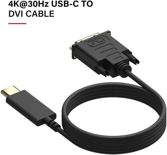 Alt view image 5 of 7 - USB C to DVI Cable 4K@30Hz Thunderbolt to DVI (24+1) Male to Male Cable 6FT USB Type-C to DVI Adapter Support 2017-2020 MacBook Pro, Surface Book 2, Dell XPS 13, Galaxy S10