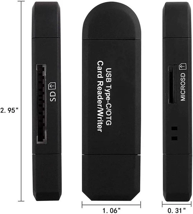 Alt view image 7 of 7 - Micro SD Card Reader, 3-in-1 USB 2.0 Memory Card Reader OTG Adapter with Standard USB Male & Micro USB, USB C Male Connector USB C for PC/Laptop/Smart Phones/Tablets with OTG Function