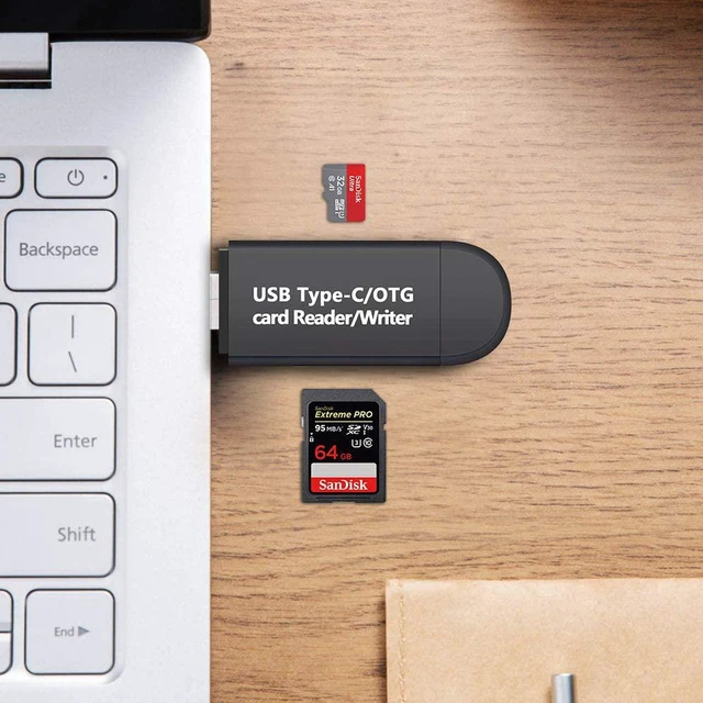 Alt view image 3 of 7 - Micro SD Card Reader, 3-in-1 USB 2.0 Memory Card Reader OTG Adapter with Standard USB Male & Micro USB, USB C Male Connector USB C for PC/Laptop/Smart Phones/Tablets with OTG Function