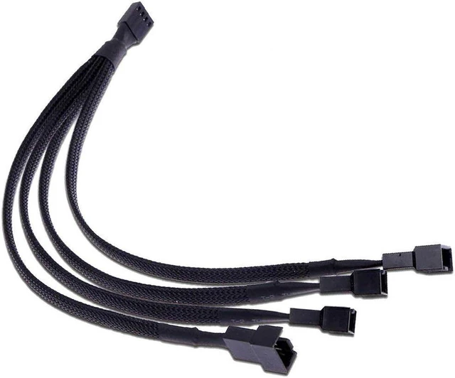 Alt view image 7 of 7 - PWM Fan Splitter 4 pin Adapter Cable Sleeved Braided Y Splitter for Desktop Computer CPU Fan Splitter PC 4 Pin Fan Extension Power Cable 1 to 4 Converter 10 inches
