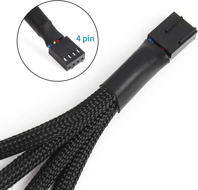 Alt view image 2 of 7 - PWM Fan Splitter 4 pin Adapter Cable Sleeved Braided Y Splitter for Desktop Computer CPU Fan Splitter PC 4 Pin Fan Extension Power Cable 1 to 4 Converter 10 inches