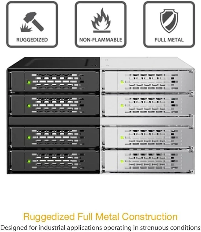 Alt view image 3 of 7 - ICY DOCK ToughArmor MB508V5P-B 8-Bay 15 mm U.2/U.3 NVMe SSD Mobile Rack Cage for Dual 5.25" Drive Bay (4 x MCIO 8i SFF-TA-1016)