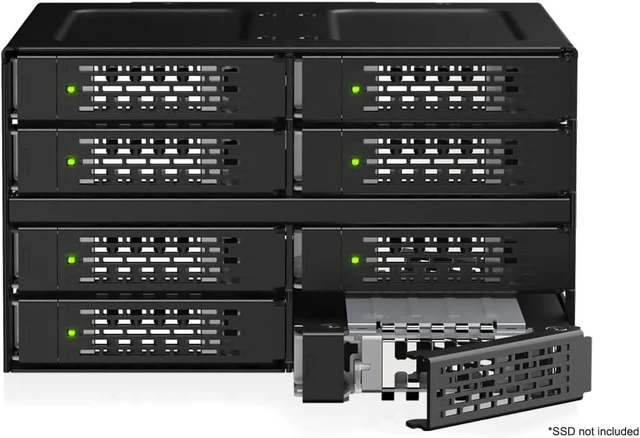 Main image of ICY DOCK ToughArmor MB508V5P-B 8-Bay 15 mm U.2/U.3 NVMe SSD Mobile Rack Cage for Dual 5.25" Drive Bay (4 x MCIO 8i SFF-TA-1016)