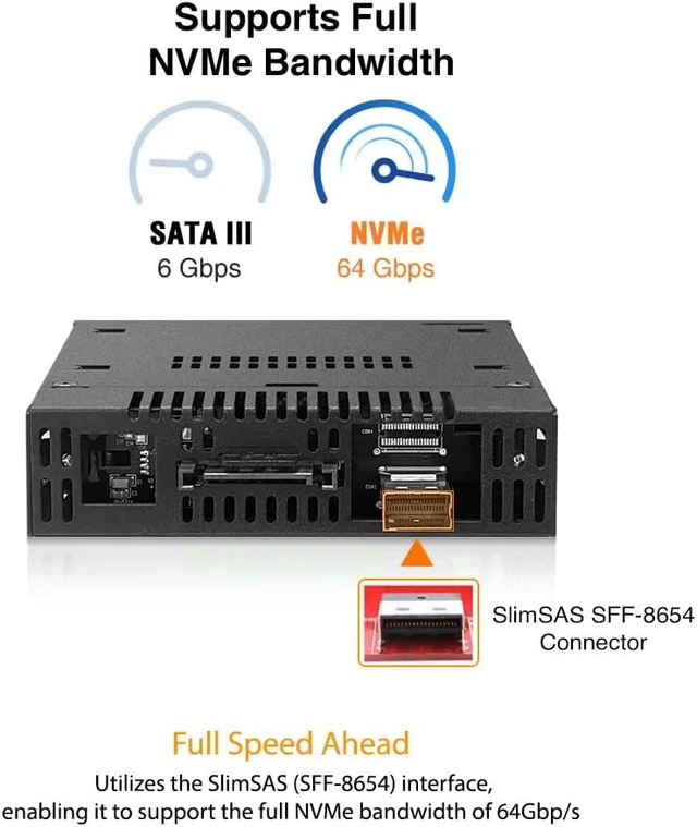 Alt view image 6 of 7 - Icy Dock ToughArmor MB833MK-B V2 Drive Enclosure for 3.5" M.2, PCI Express NVMe 4.0 - SFF-8654 SlimSAS Host Interface Internal - Black