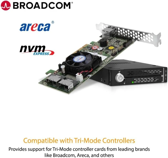 Alt view image 2 of 7 - Icy Dock ToughArmor MB833MK-B V2 Drive Enclosure for 3.5" M.2, PCI Express NVMe 4.0 - SFF-8654 SlimSAS Host Interface Internal - Black