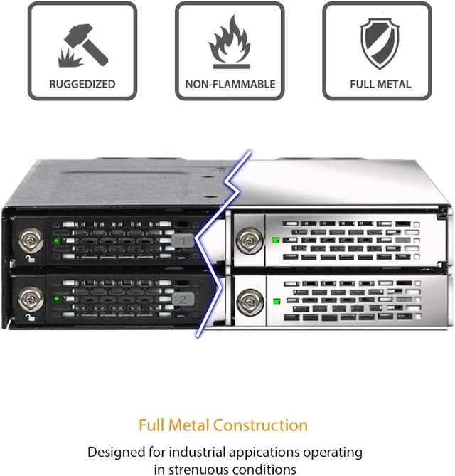 Alt view image 3 of 7 - ICY DOCK 4 Bay M.2 NVMe SSD PCIe 4.0 Mobile Rack Enclosure for External 5.25" Drive Bay (4 x OCuLink SFF-8612 4i) | ToughArmor MB720MK-B V3