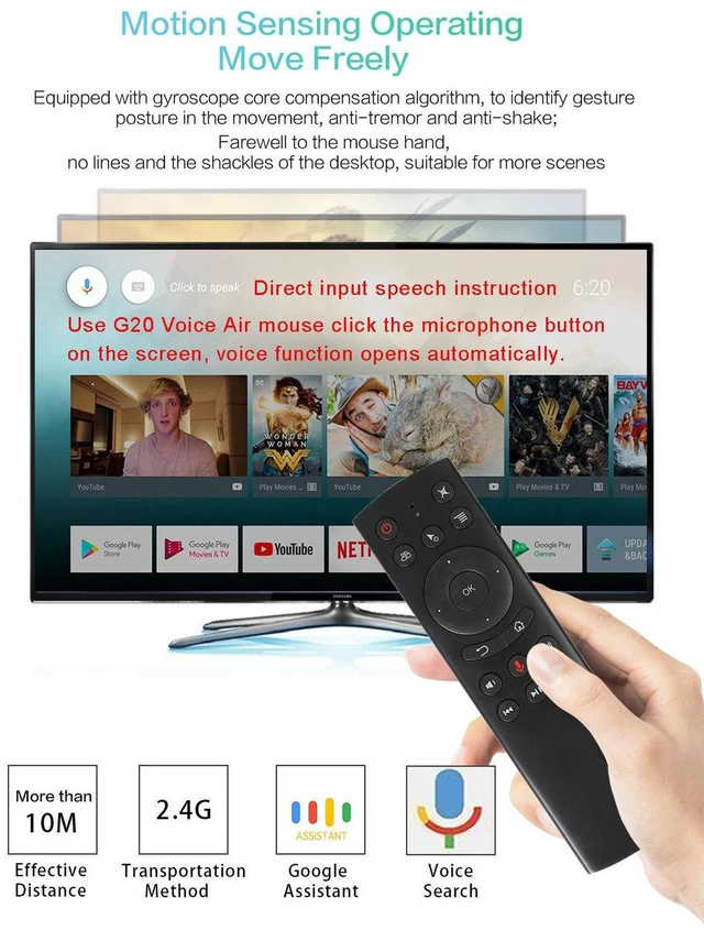 Alt view image 3 of 6 - G20 Voice Remote Wireless Replacement Remote for Nvidia Shield(Versions Before 2019)/PC/Android TV Box/Smart TV with USB Receiver
