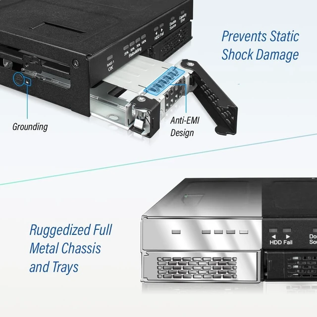 Alt view image 7 of 7 - Dual 2.5" SATA Drive Removable RAID 1 & JBOD Mobile Rack Enclosure for 5.25" Bay - ToughArmor RAID MB902SPR-B R1