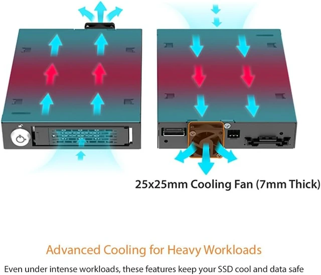 Alt view image 6 of 7 - ICY DOCK ToughArmor EX MB601V4KW-B Ruggedized 1 Bay 2.5" U.2/U.3 NVMe SSD Mobile Rack Enclosure with Water-Resistant Front Cover (1 x U.2 SFF-8639)