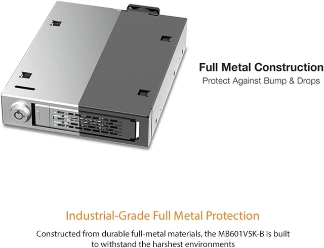 Alt view image 4 of 7 - ICY DOCK ToughArmor EX MB601V4KW-B Ruggedized 1 Bay 2.5" U.2/U.3 NVMe SSD Mobile Rack Enclosure with Water-Resistant Front Cover (1 x U.2 SFF-8639)